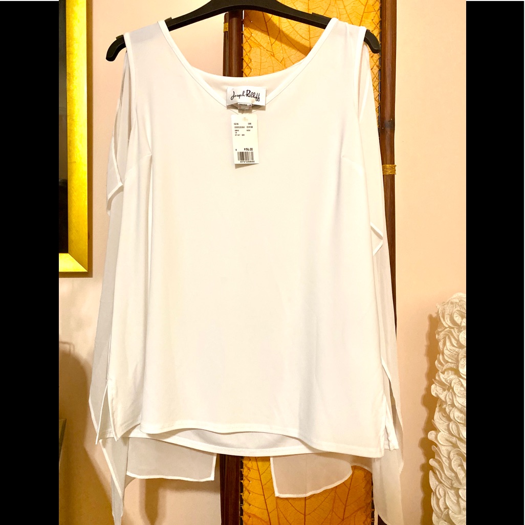 Nwt Ribkoff Cold Shoulder Silky Angelic Top White 8